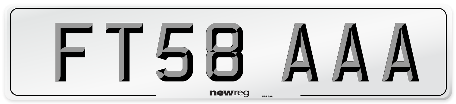 FT58 AAA Number Plate from New Reg